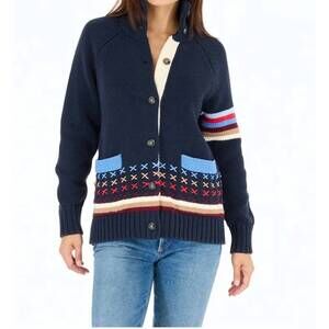 NEW KERRI ROSENTHAL imperfect heart cardigan in indigo blue